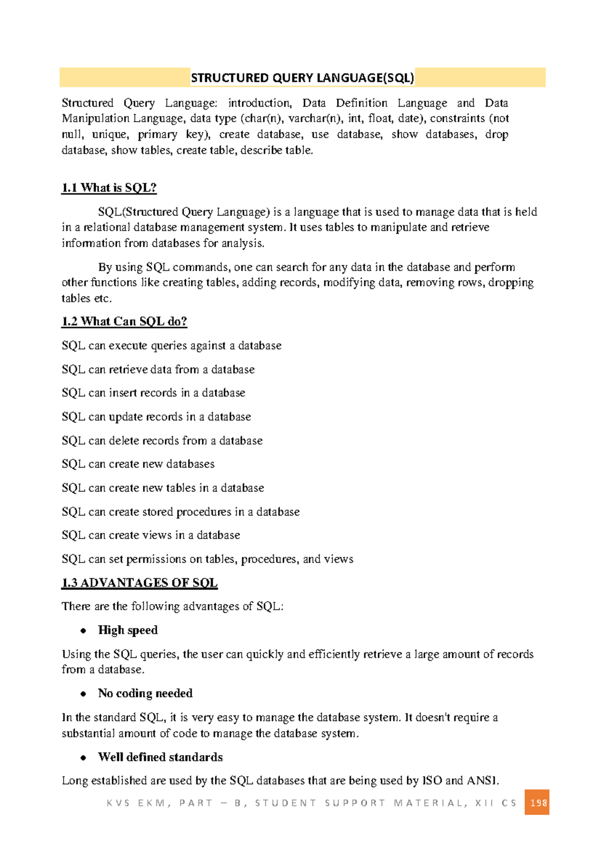 SQL - My sql notes - STRUCTURED QUERY LANGUAGE(SQL) Structured Query ...