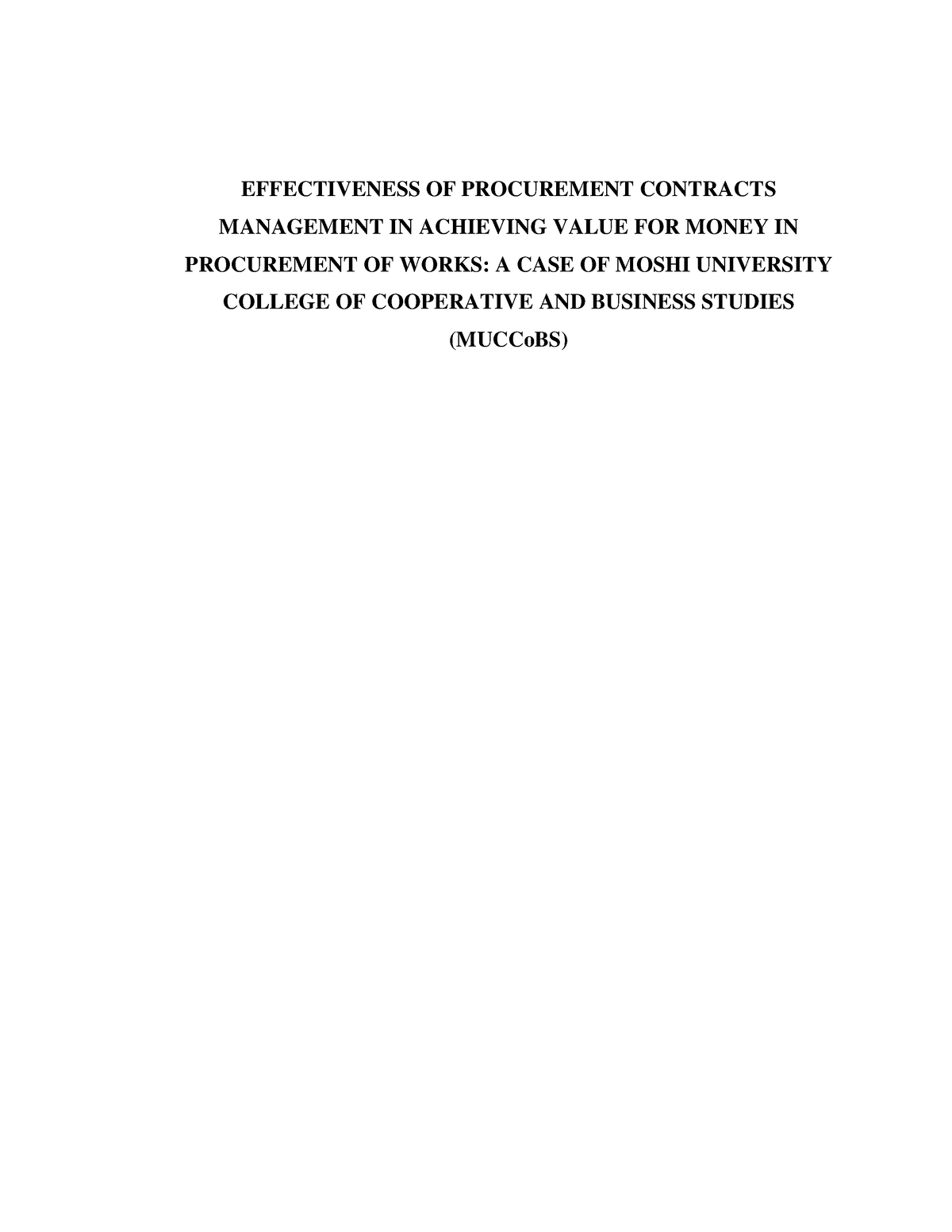 dissertation procurement management