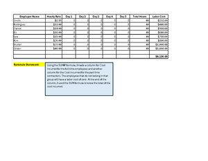 ACC 202 Project Workbook - Milestone One - Cost Classification ...