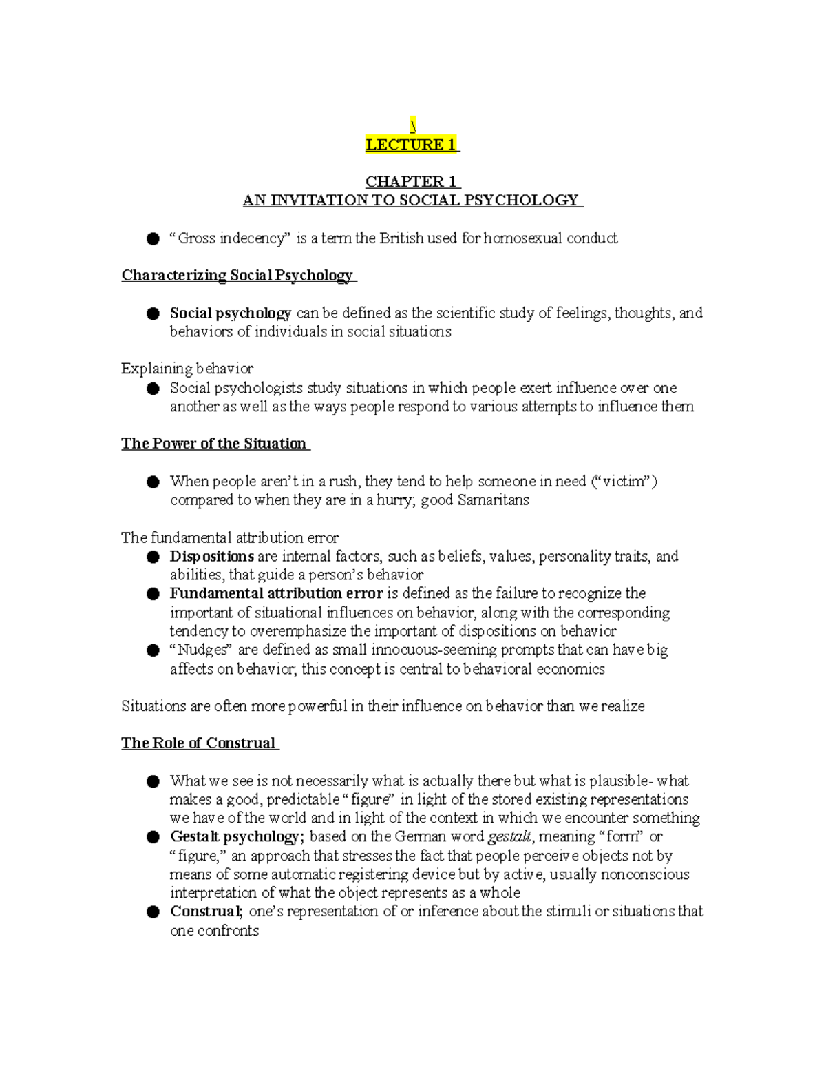 Reading Notes PSYC2120 (Mid1) - \ LECTURE 1 CHAPTER 1 AN INVITATION TO ...