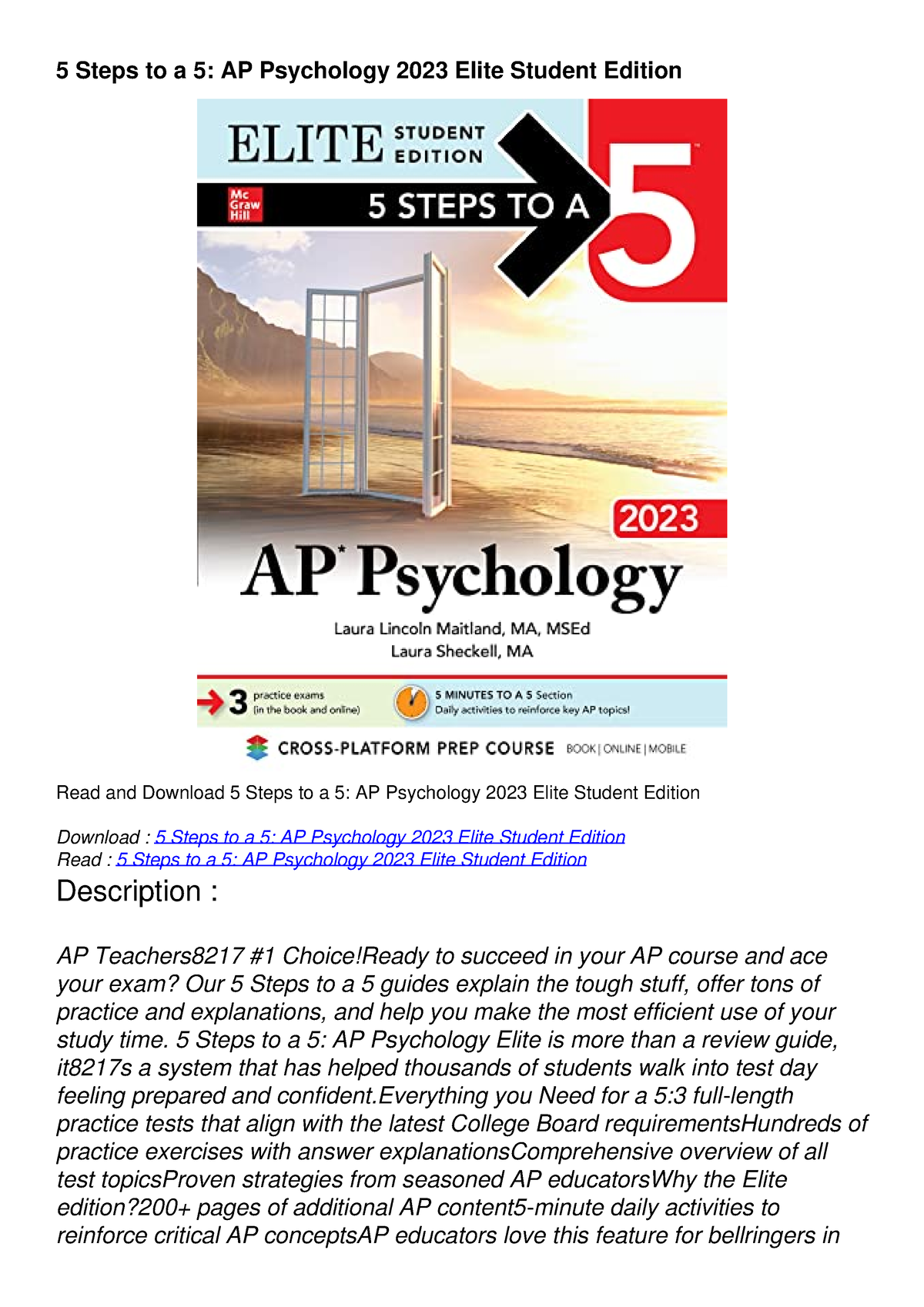 PDF_ 5 Steps to a 5: AP Psychology 2023 Elite Student Edition - 5 Steps