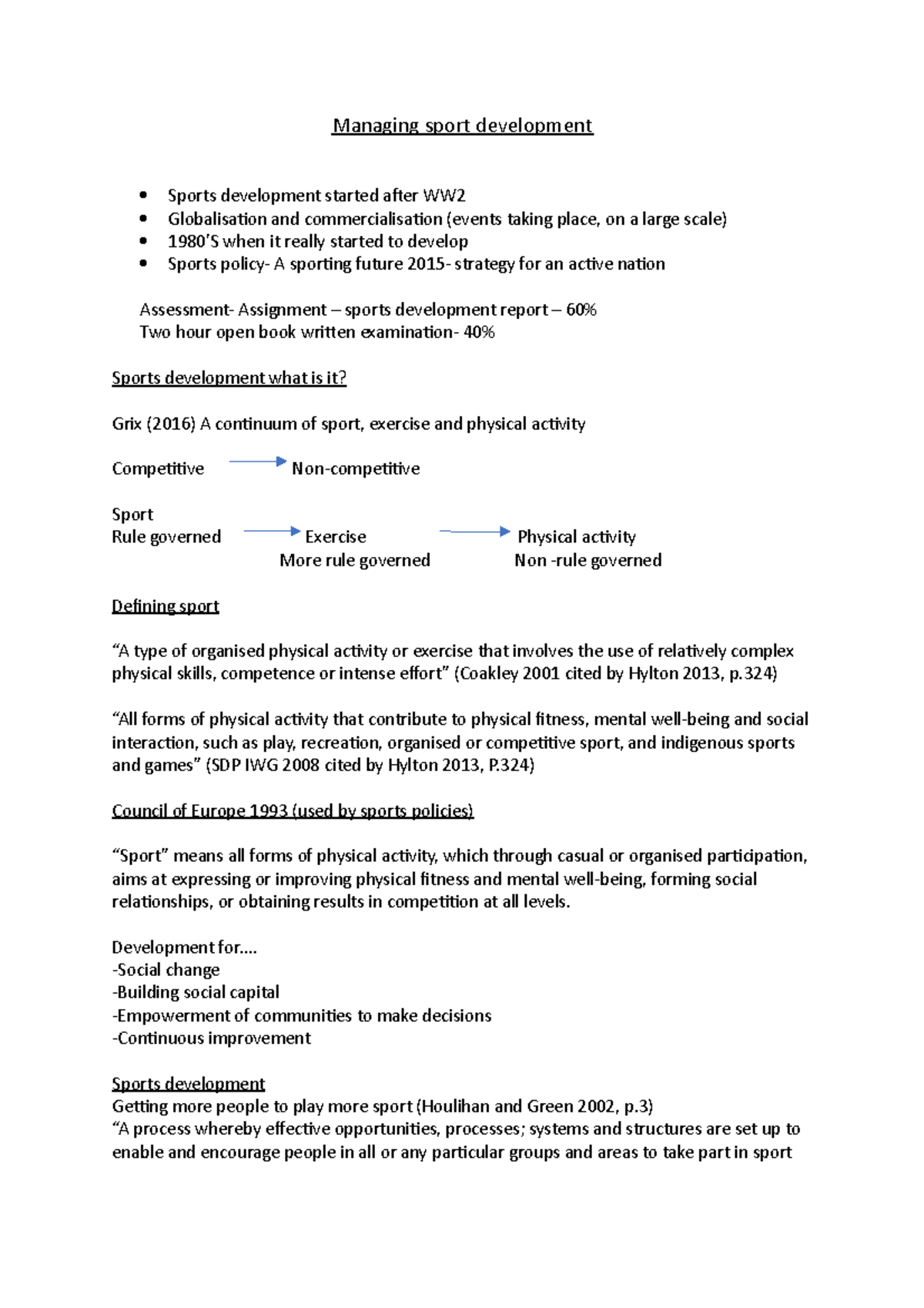 Managing sport development 1 - Managing sport development Sports ...