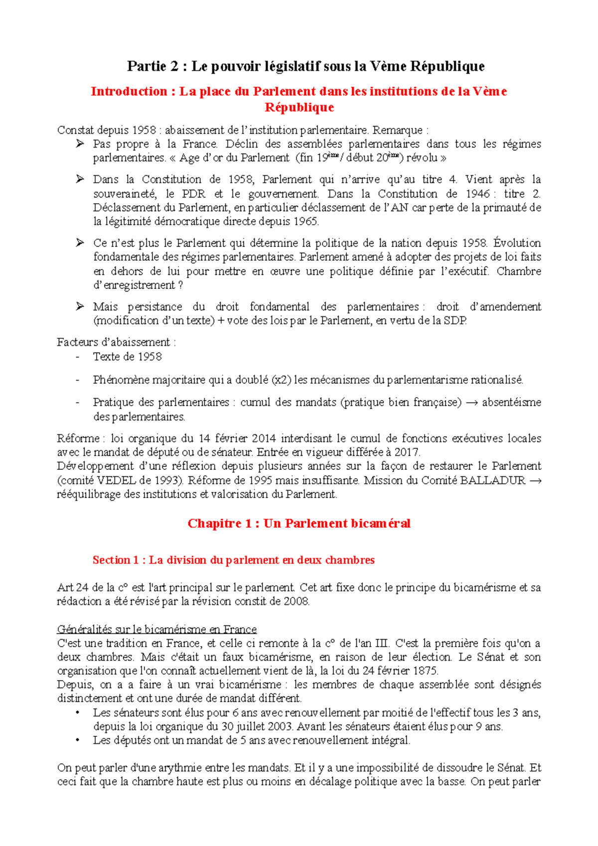 Droit constitutionnel de la Vè République - Partie 2 - Partie 2 : Le ...