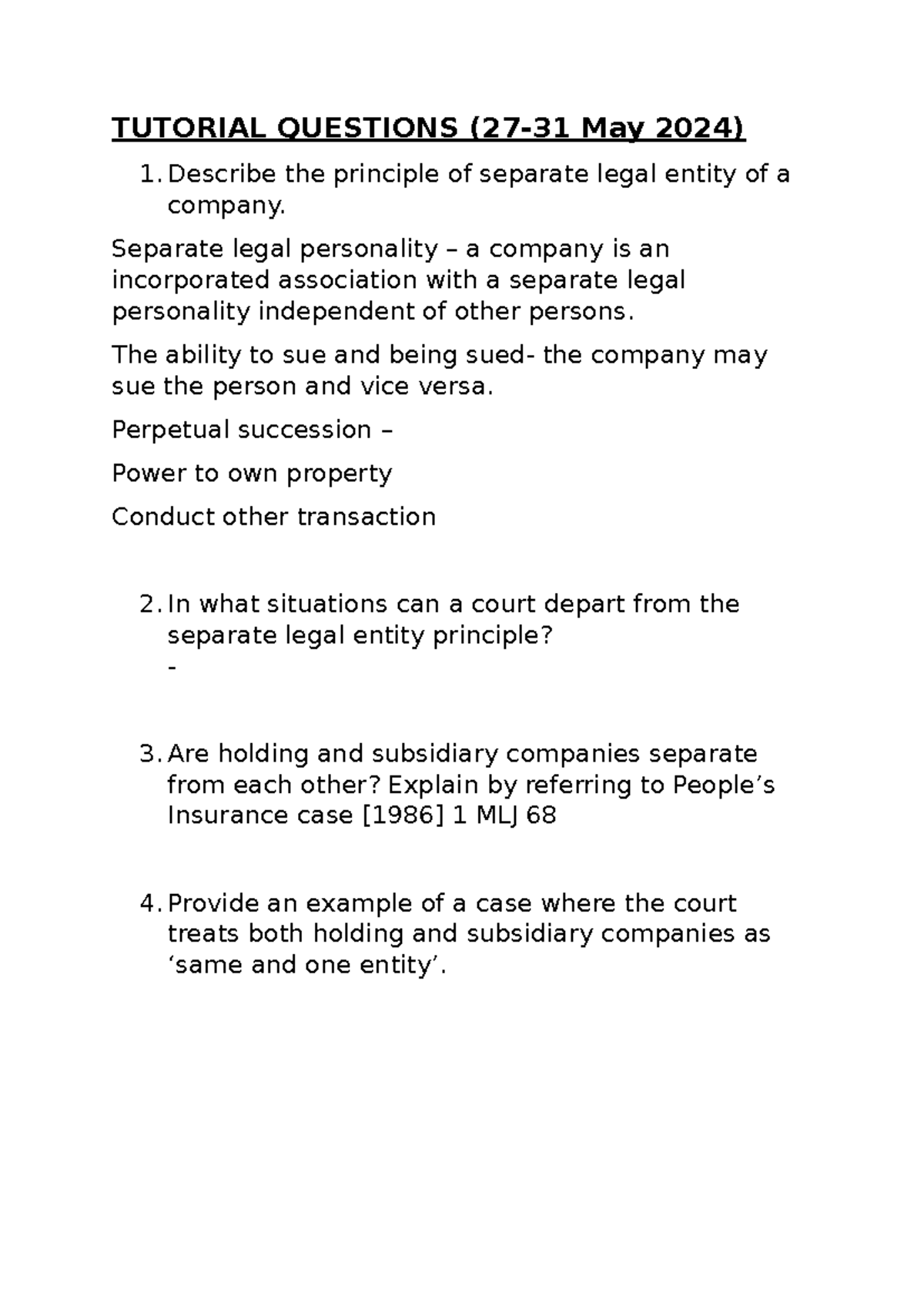 Tutorial Intro to Company and Exceptions - TUTORIAL QUESTIONS (27-31 ...