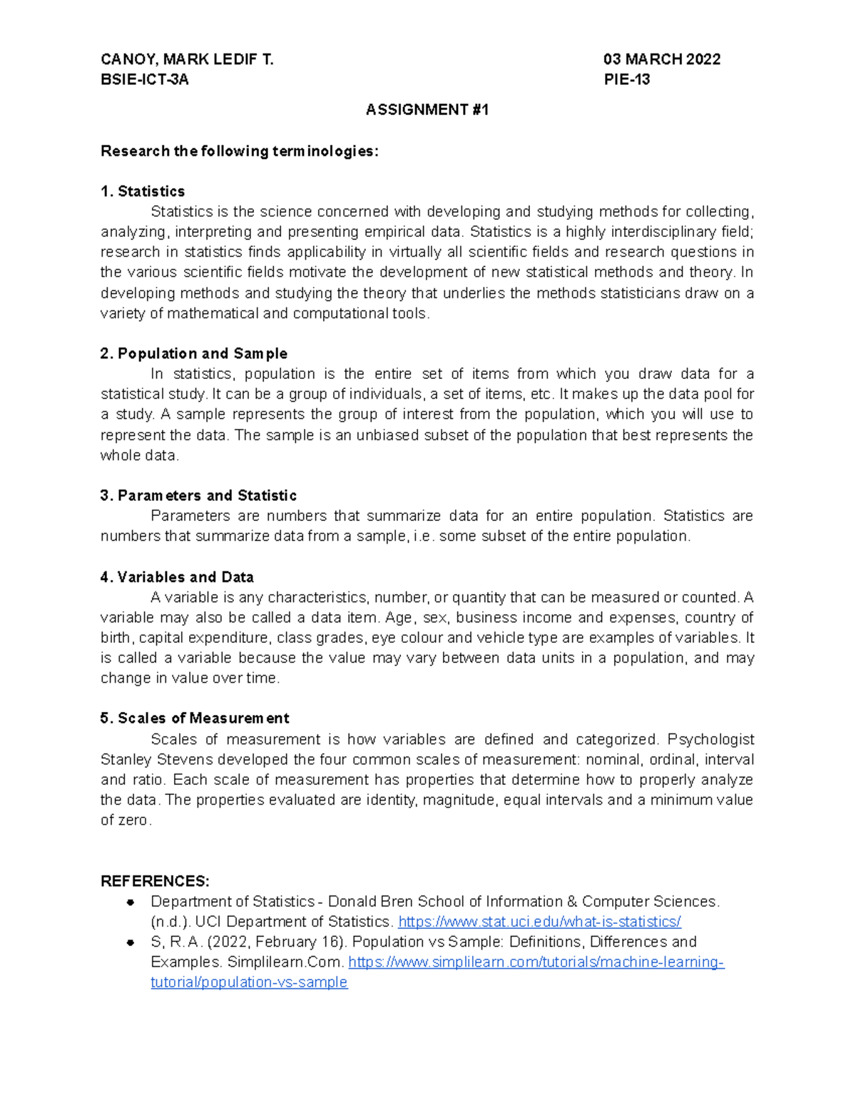 (PIE 13) - Assignment #1 - Infromation Technology - UV - Studocu