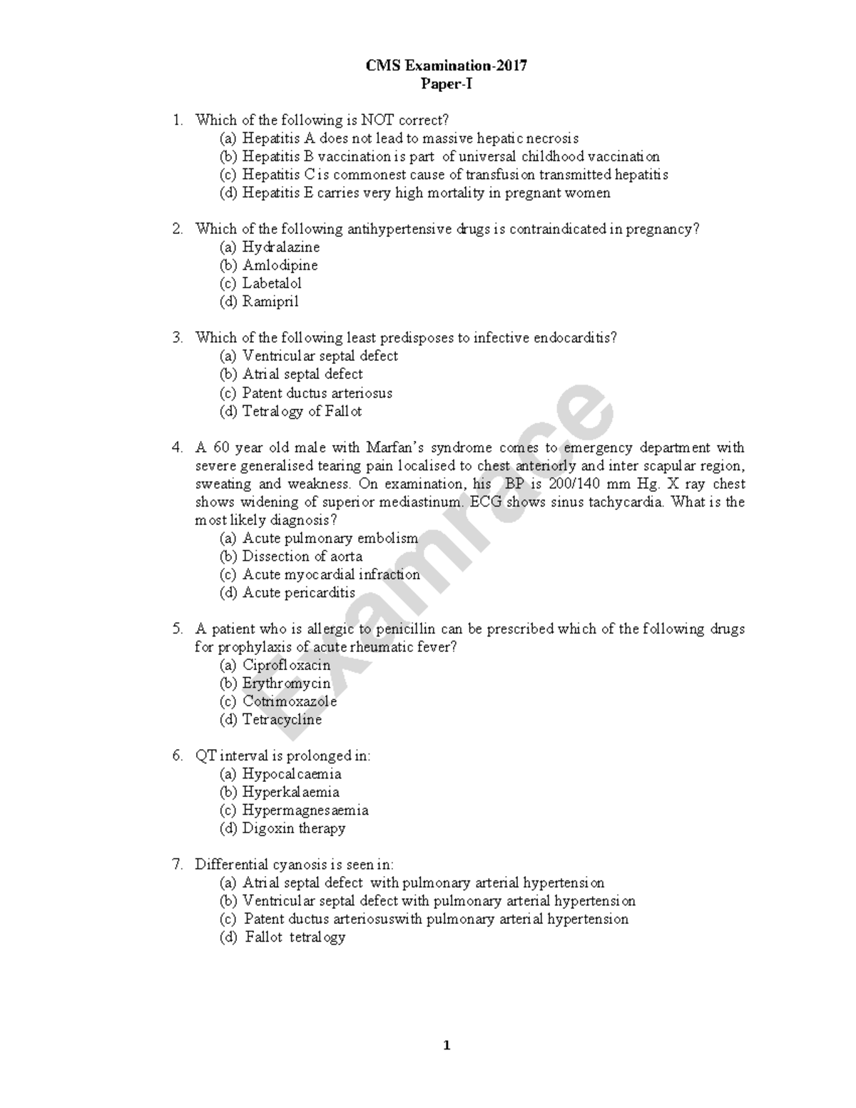 CMS General Medicine 2017 - ExamraceExamraceExamrace CMS Examination ...