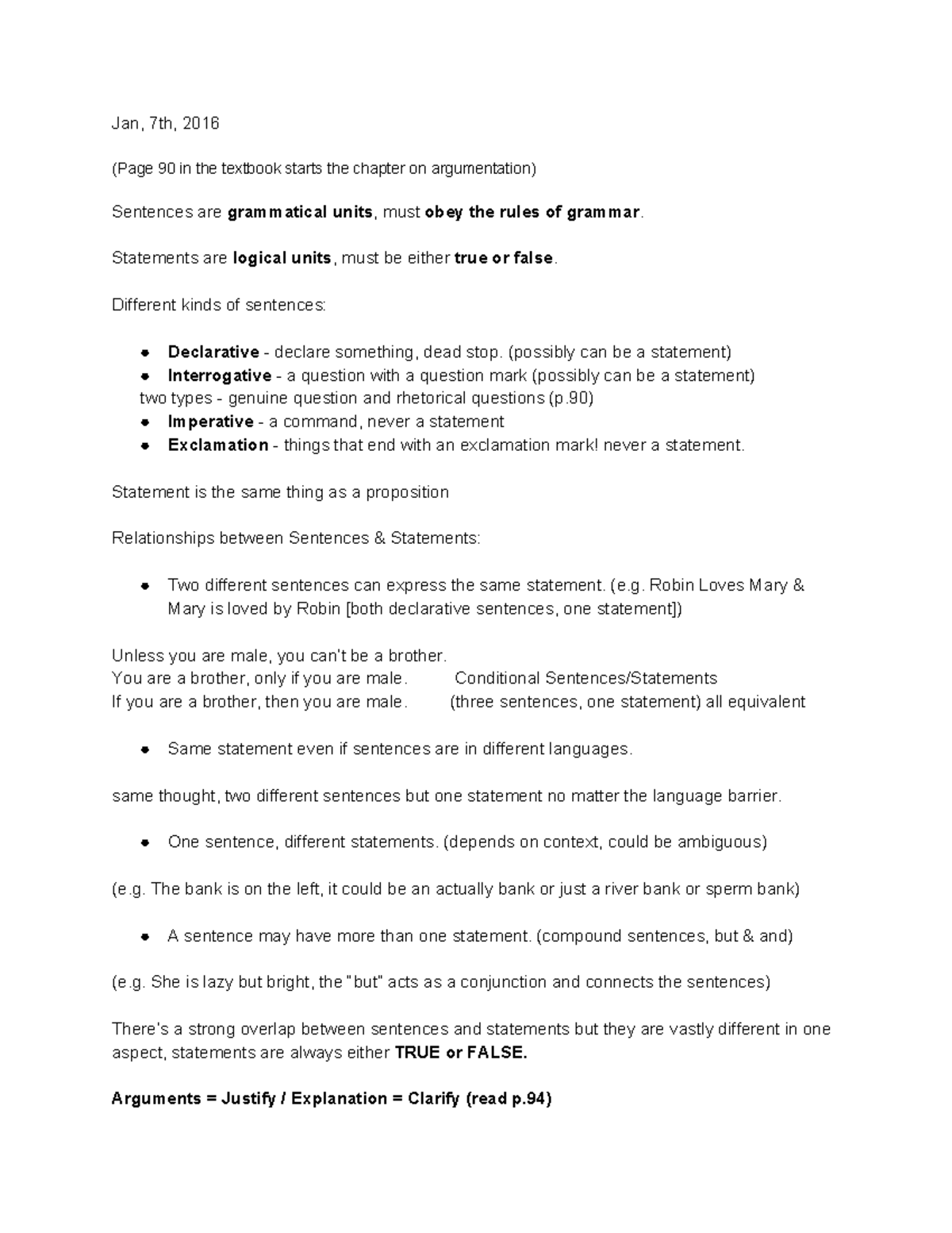 Philosophy Critical Thinking 1101 Notes - Jan, 7th, 2016 (Page 90 in ...
