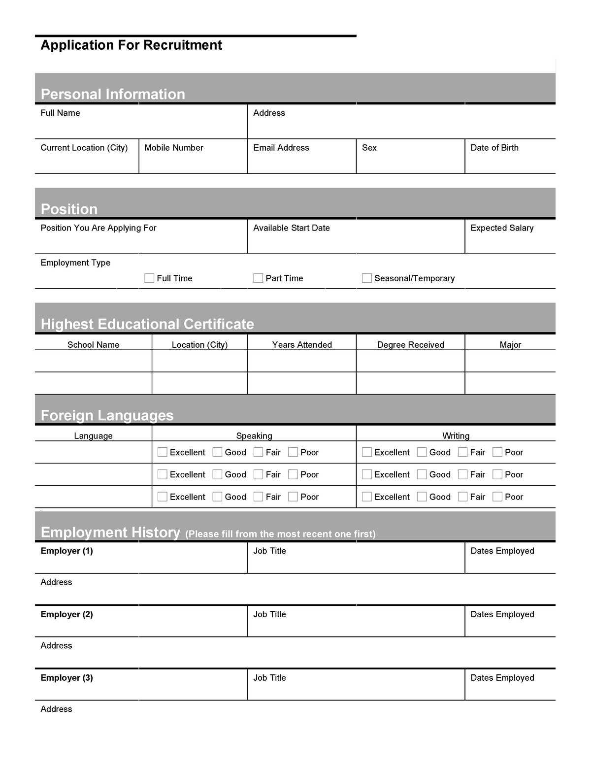 Application-form En 2 - Hdhsjsus - Application For Recruitment Personal ...