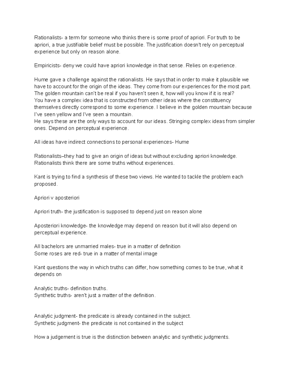 Philosophy 2/21 - Rationalists- a term for someone who thinks there is ...