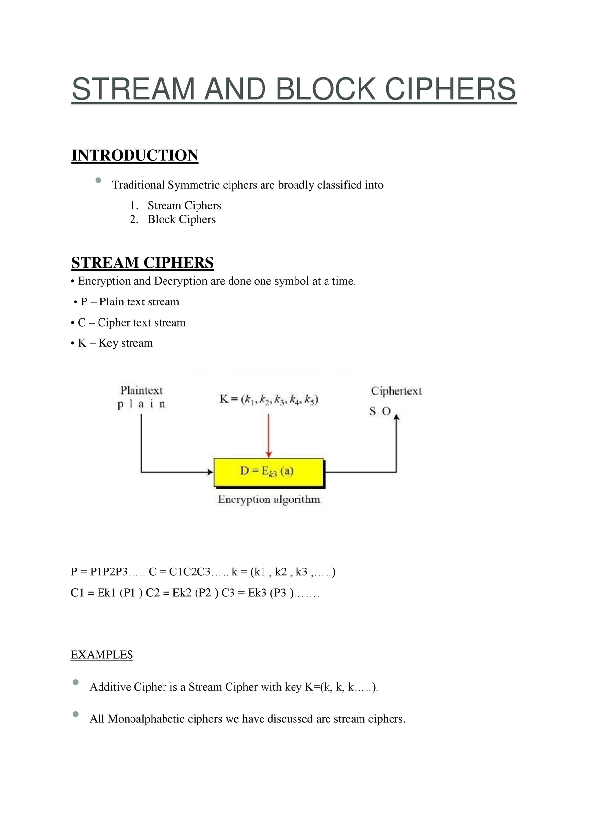 Stream AND Block Ciphers - STREAM AND BLOCK CIPHERS INTRODUCTION ...