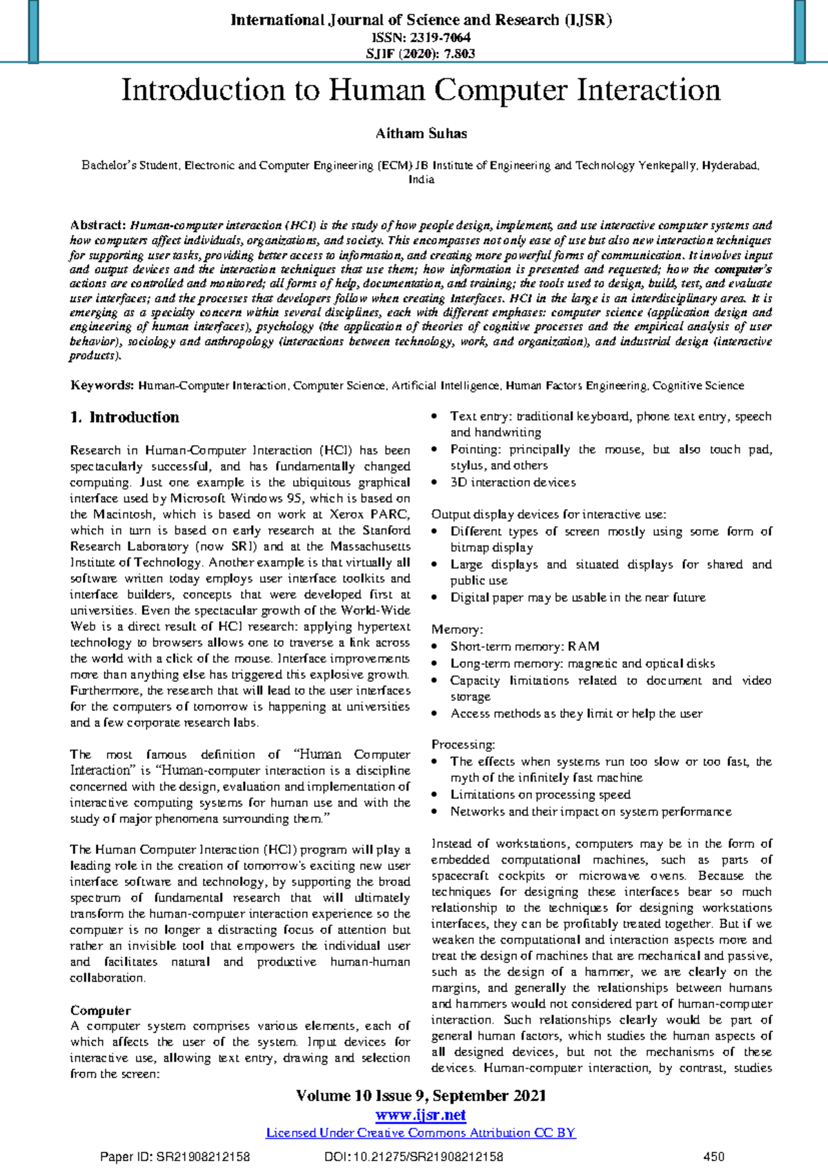 Introduction To Human Computer Interaction - ISSN: 2319- SJIF (2020): 7 ...