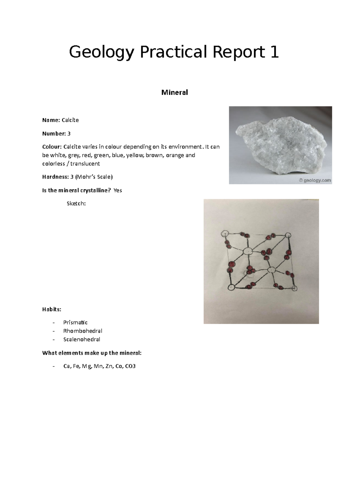 Geology Practical Report 1 - 048330 - Studocu