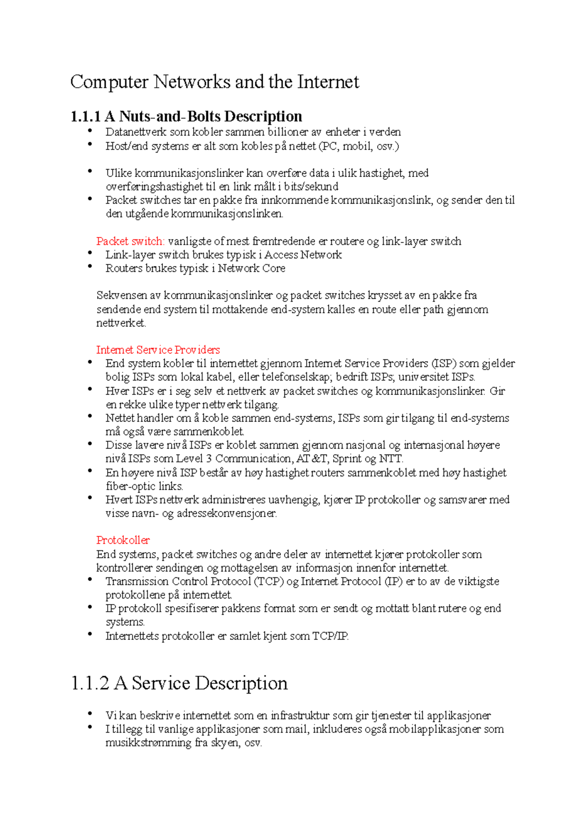 Computer Networks and the 1 A NutsandBolts Description