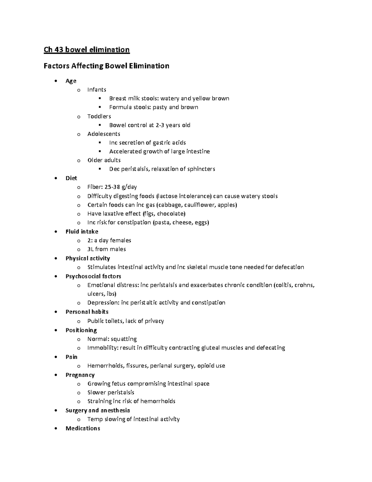 Ch 43 Bowel Elimination - Ch 43 Bowel Elimination Factors Affecting ...