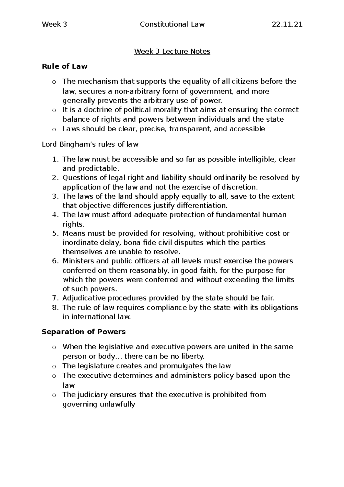 PCL Week 3 Lecture Notes - Week 3 Constitutional Law 22. Week 3 Lecture ...