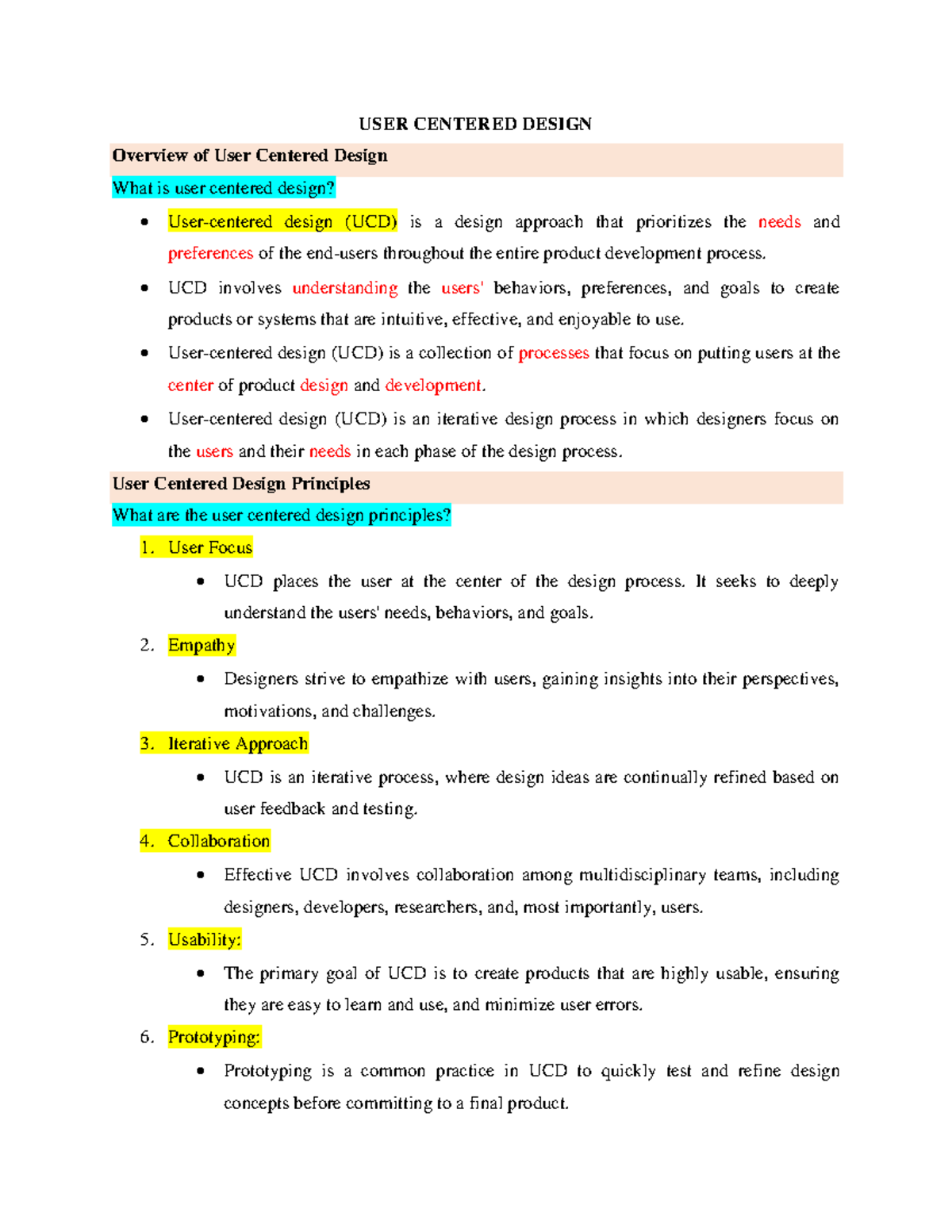 User Center Design Principles - USER CENTERED DESIGN Overview of User ...