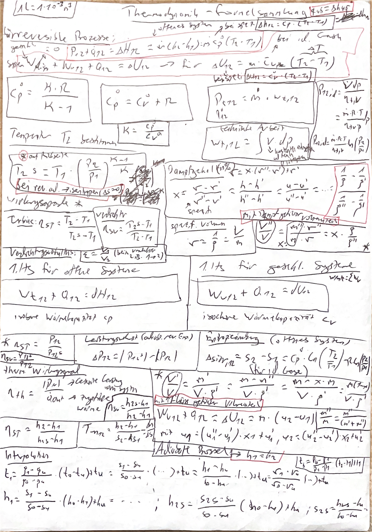 Formelsammlung - Thermodynamik - Studocu