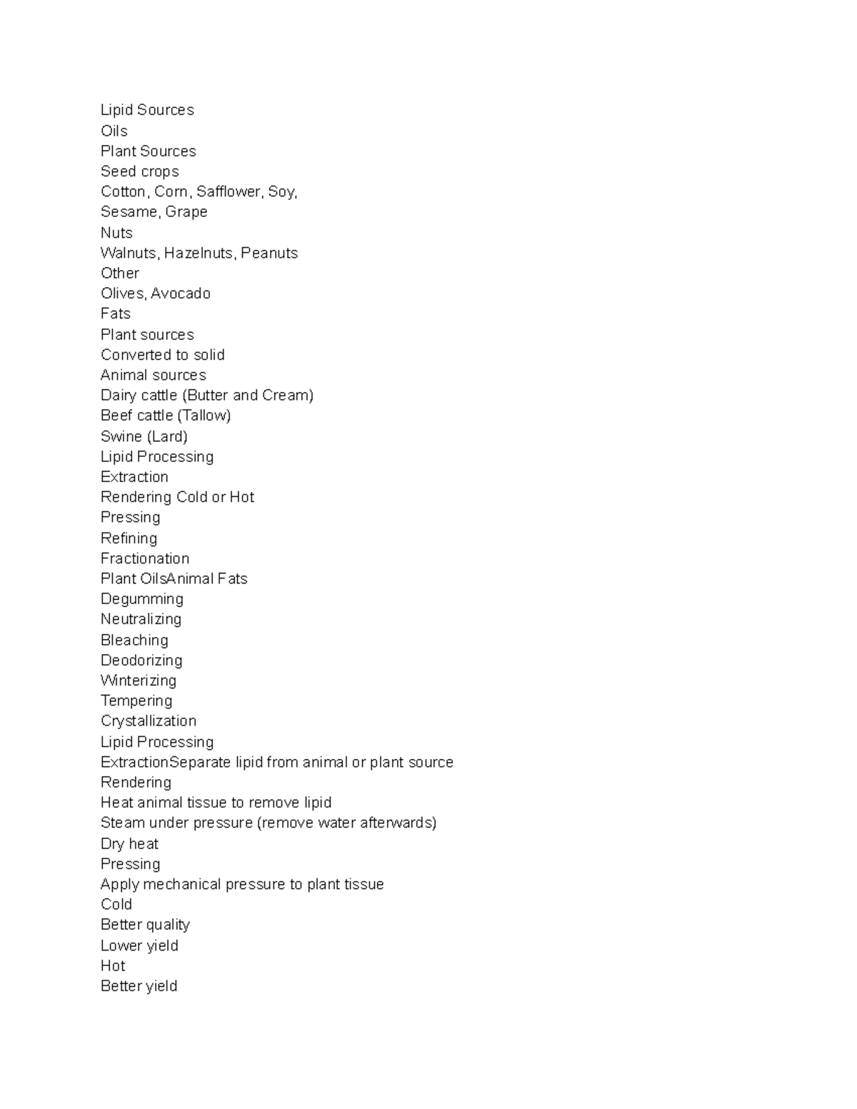 Food Composition - Fats and Oil - Lipid Sources Oils Plant Sources Seed ...