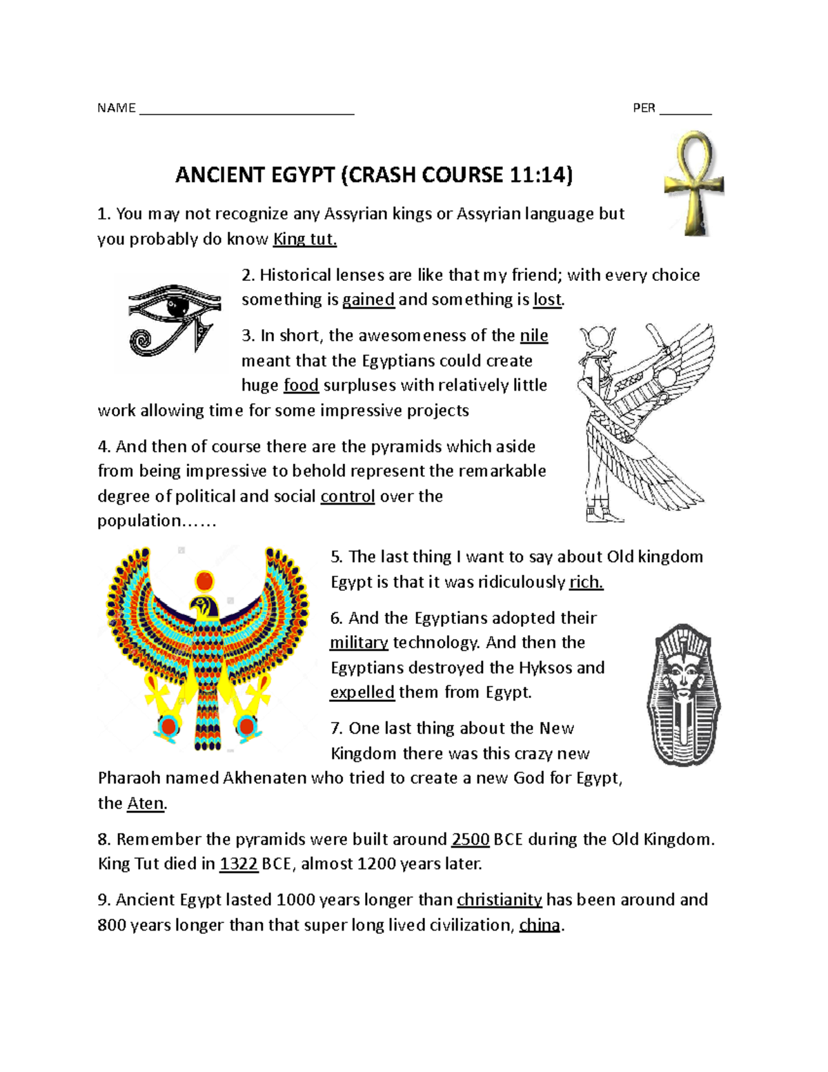 Copy of CC Ancient Egypt - NAME _____________________________ PER ...