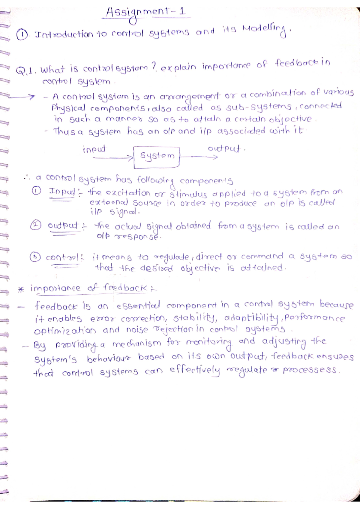 CS assignment Unit-1 - Control Systems - Studocu