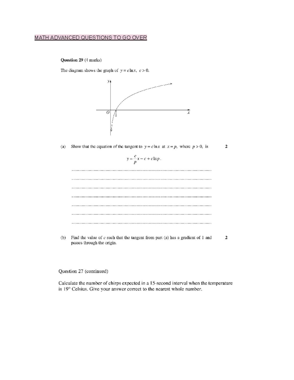 Math Adv - Questions to go over - MATH ADVANCED QUESTIONS TO GO OVER ...