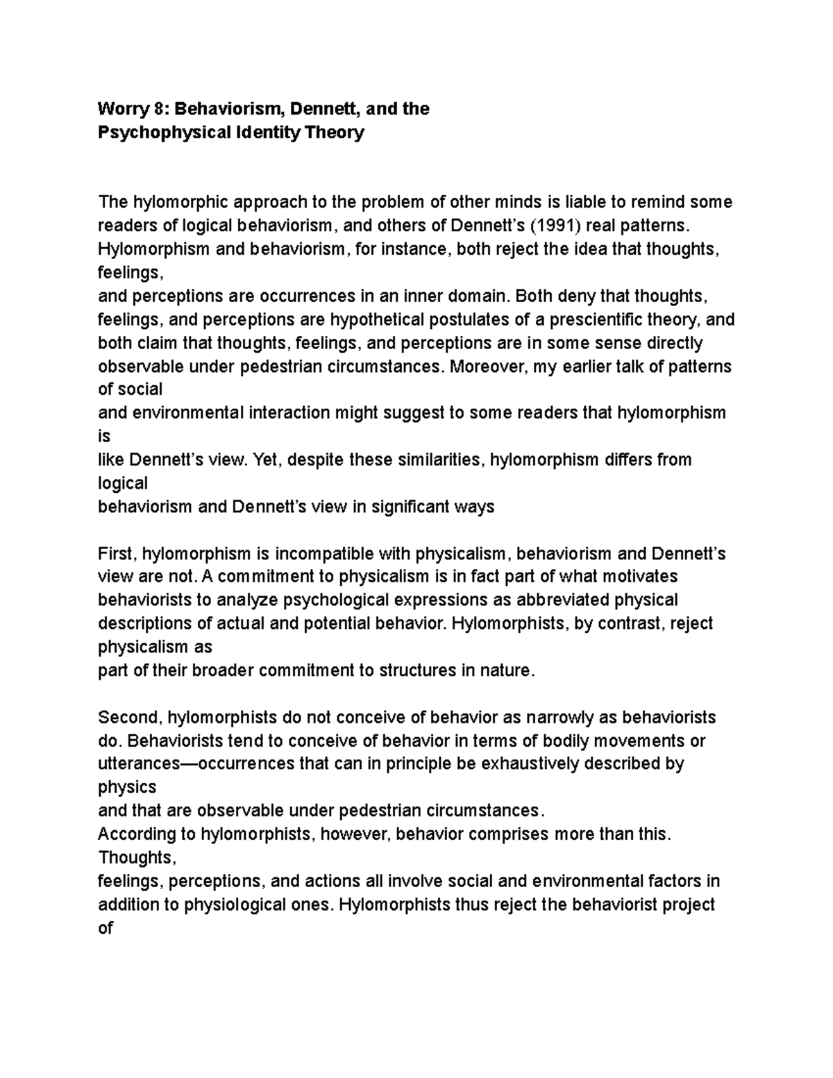 Hylo 2 The hylomorphic approach to the problem of other minds is