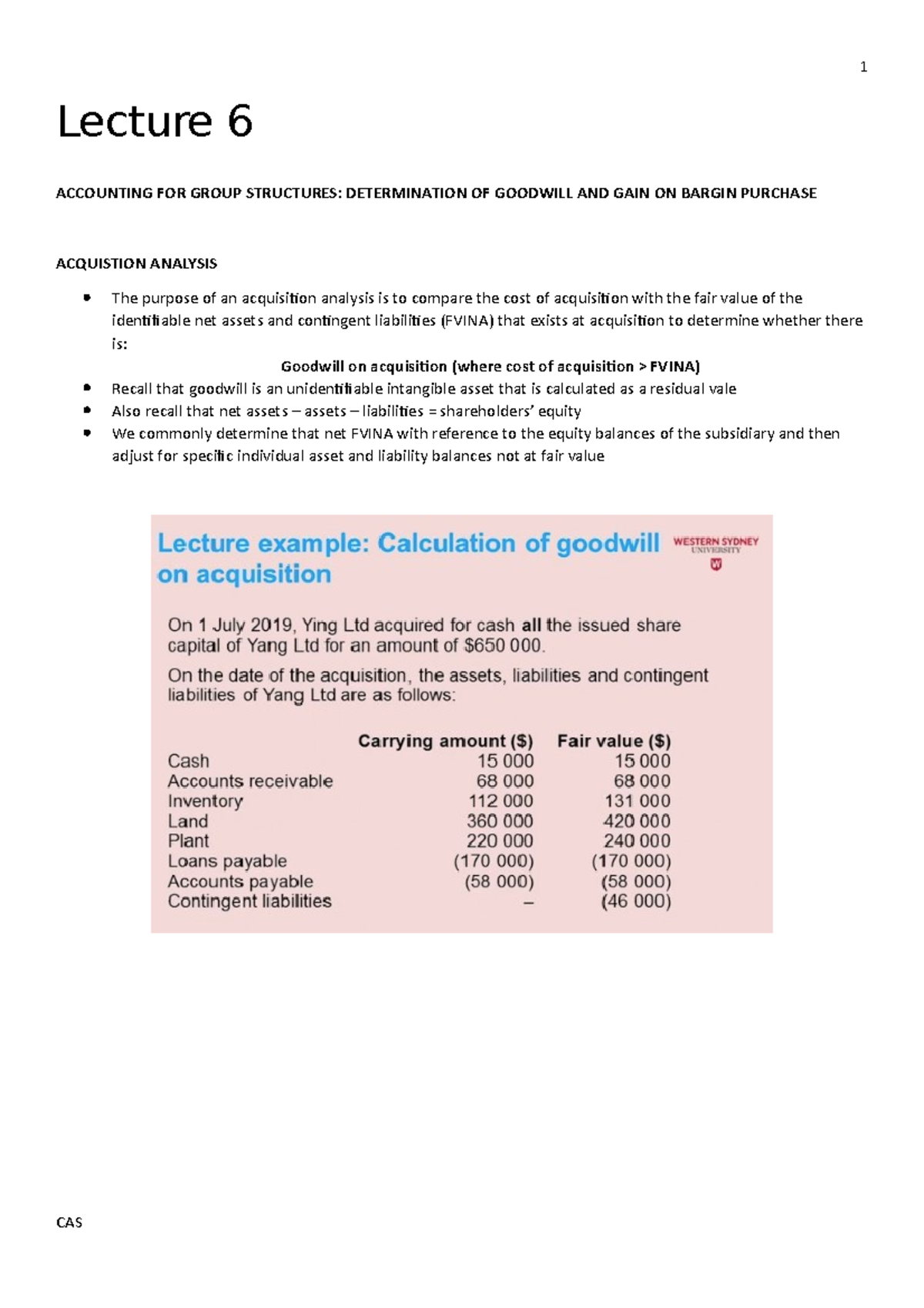 Lecture 6 - Lecture 6 ACCOUNTING FOR GROUP STRUCTURES: DETERMINATION OF ...