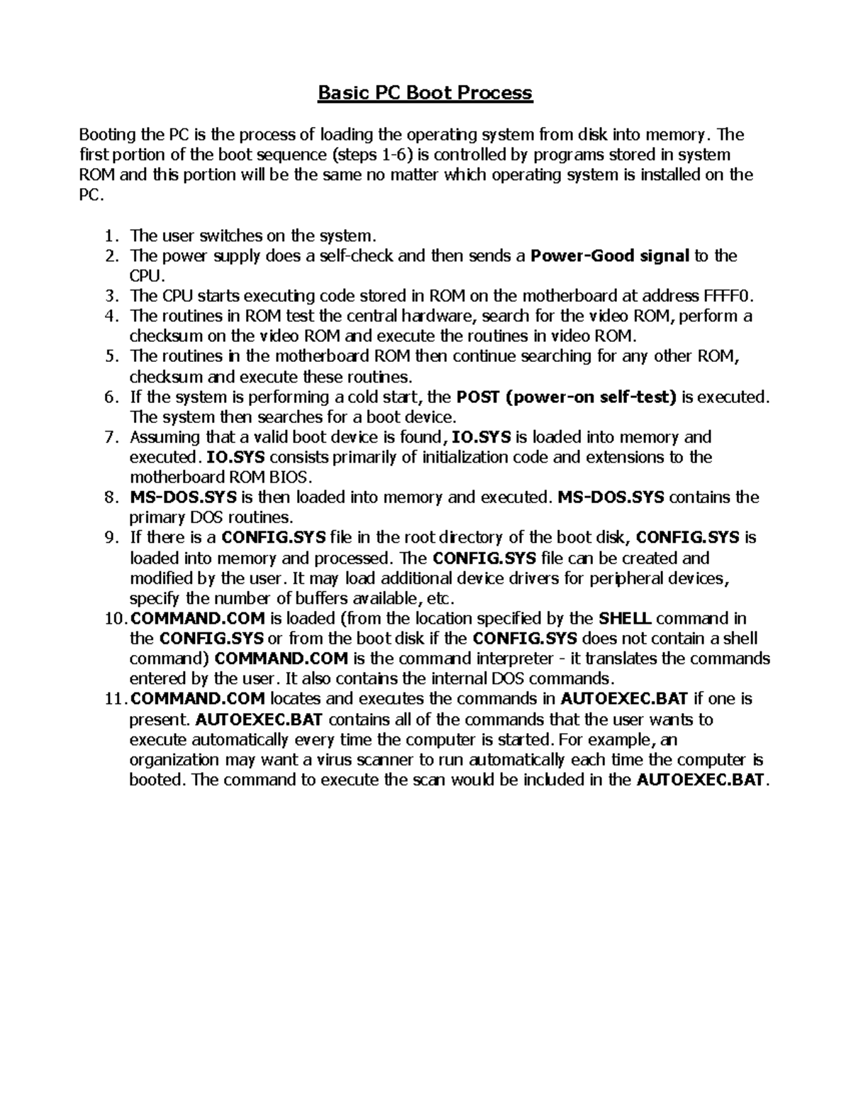 4 - Basic PC Boot Process - !"#$%&'(&!))*&'+)%,## - Studocu