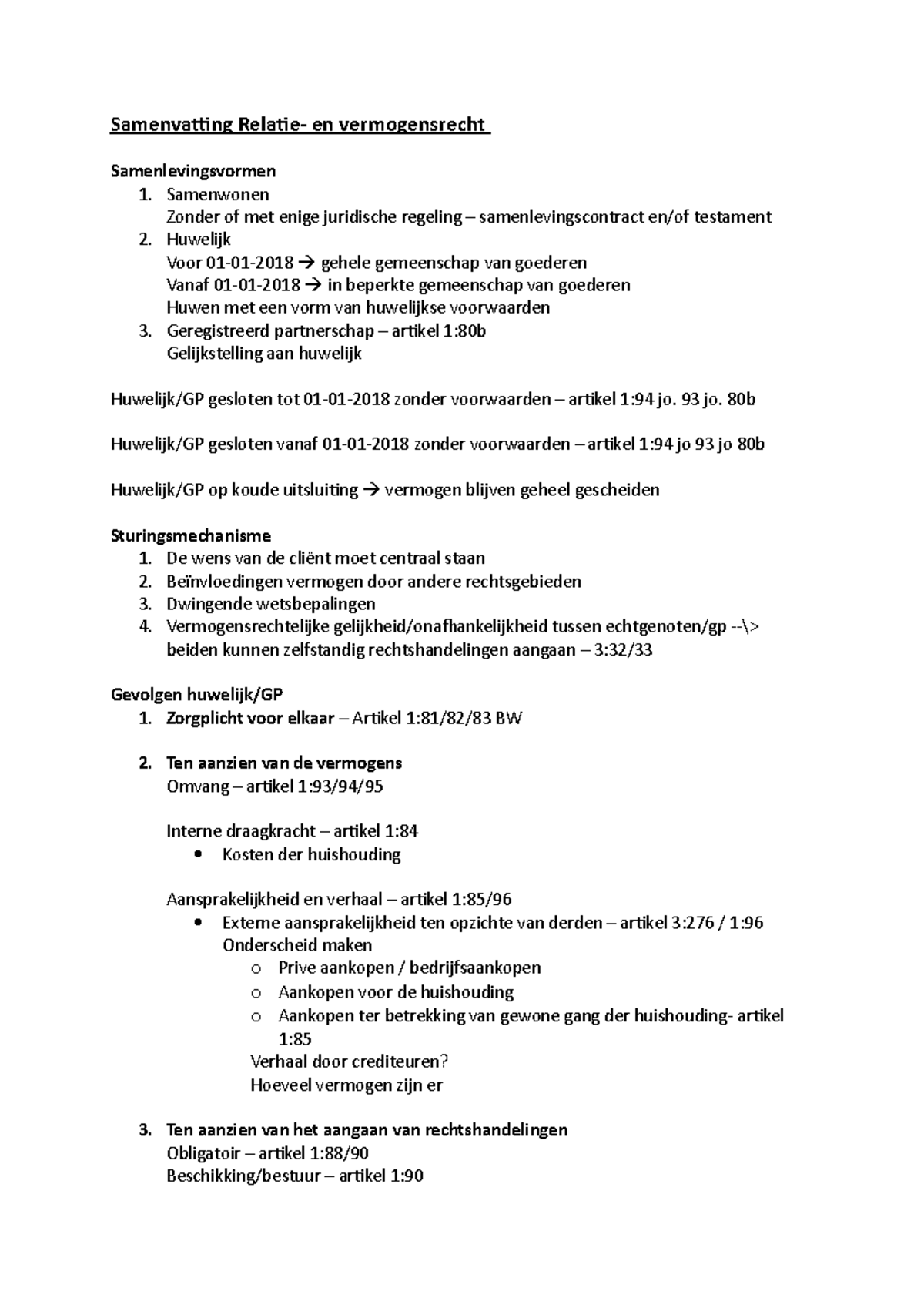 Tentamensamenvatting Rvr - Samenvatting Relatie- En Vermogensrecht ...