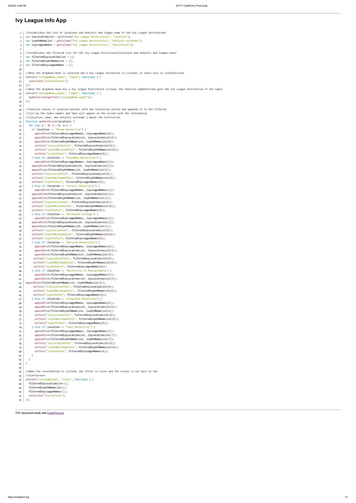 AP PT Code Print Ivy League Info App Print Code - 4/25/23, 8:26 PM AP ...