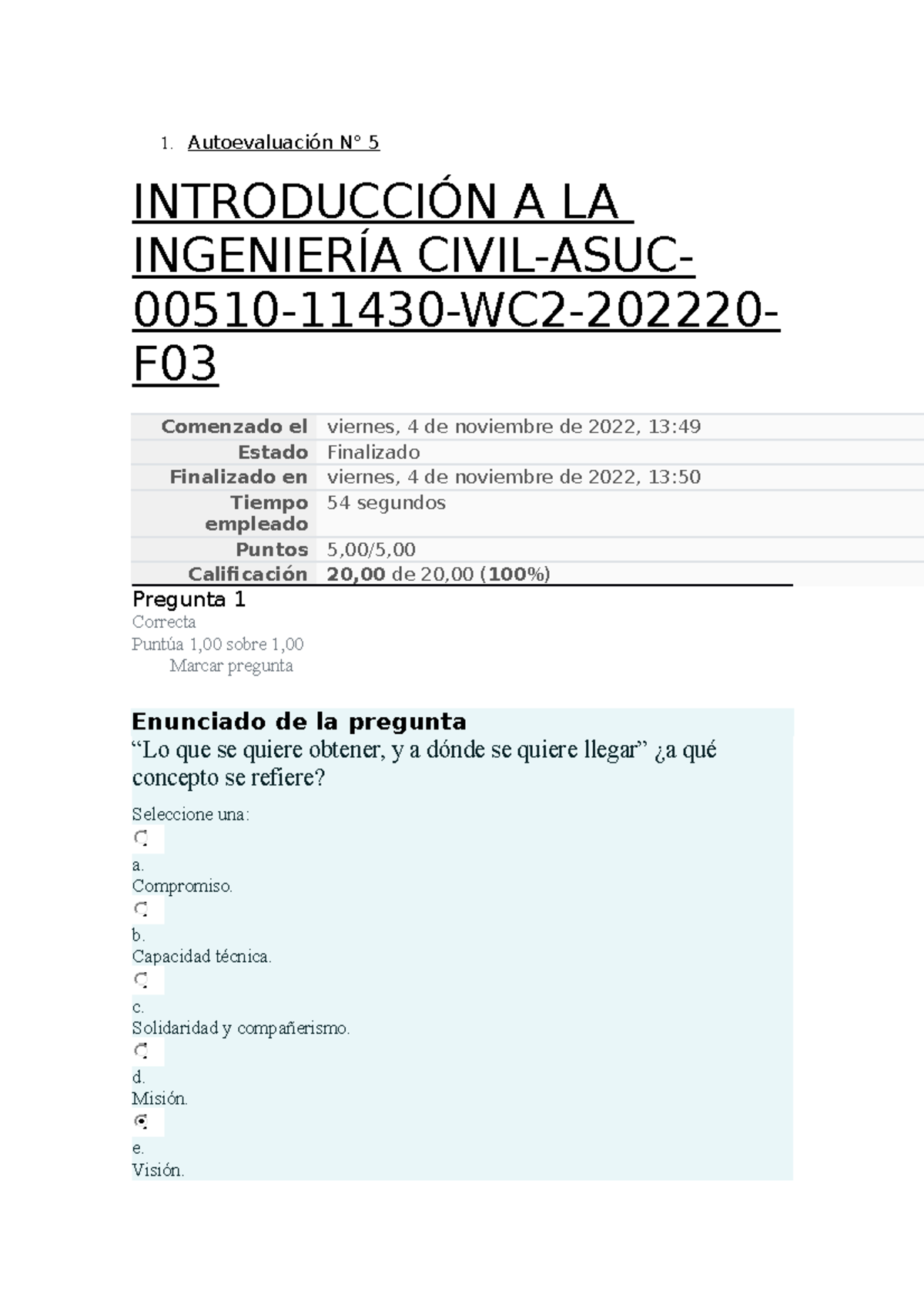 Autoevaluación N5 Intro A La Ing. Civil - Autoevaluación N° 5 ...