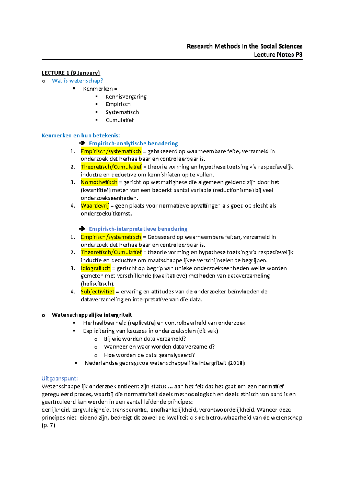 Research Methods Notes P3 Research Methods in the Social Sciences