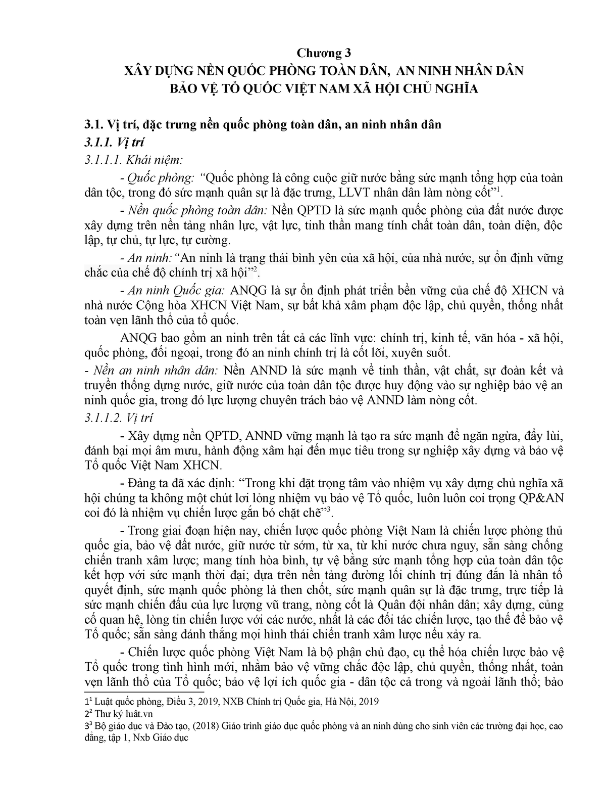 Bài-3 - aaaaaaaaaaaaaaaa - Chương 3 XÂY DỰNG NỀN QUỐC PHÒNG TOÀN DÂN, AN NINH NHÂN DÂN BẢO VỆ TỔ - Studocu