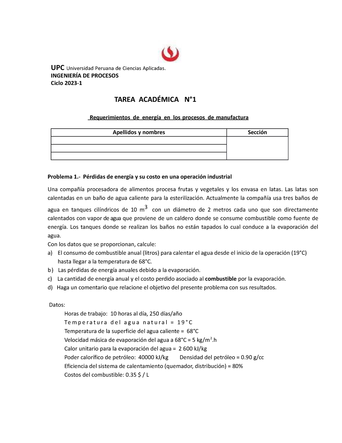 IN319 Tarea Académica N°1 2023-1 - UPC Universidad Peruana De Ciencias ...