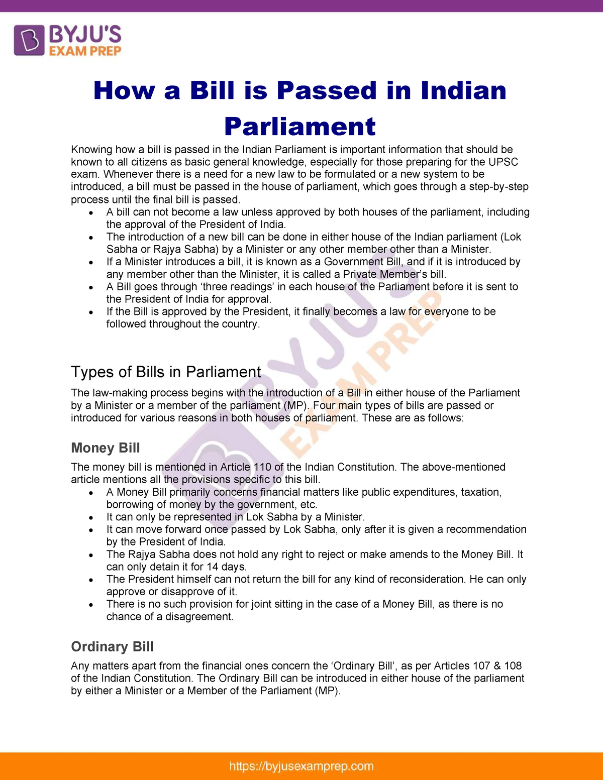 How a bill is passed in indian parliament 41 How a Bill is Passed in