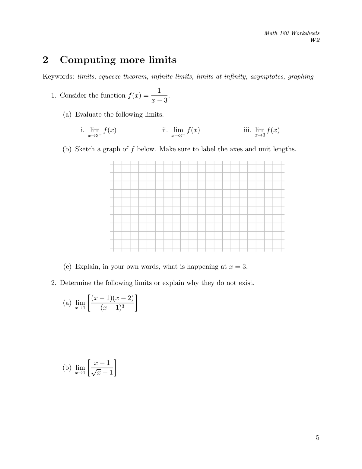 Math 180 Worksheets Answers