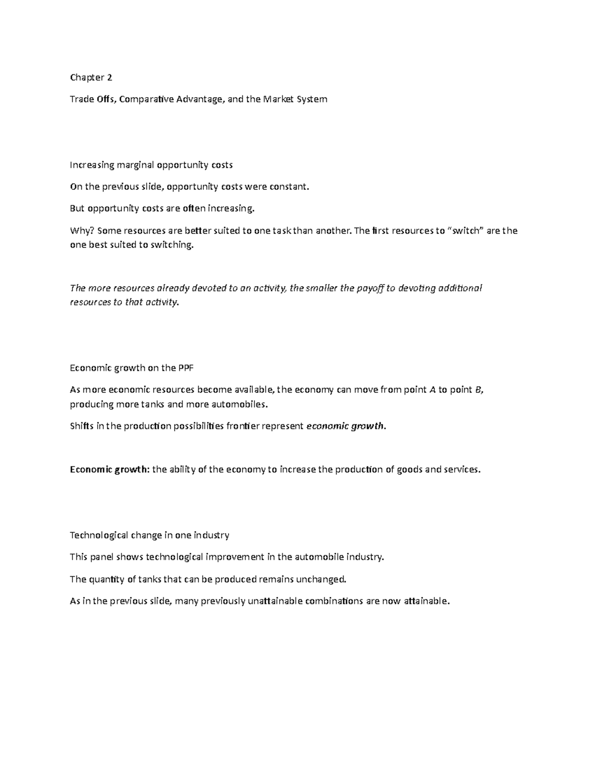 Chapter 2 Lecture Notes 2 - Chapter 2 Trade Offs, Comparative Advantage ...
