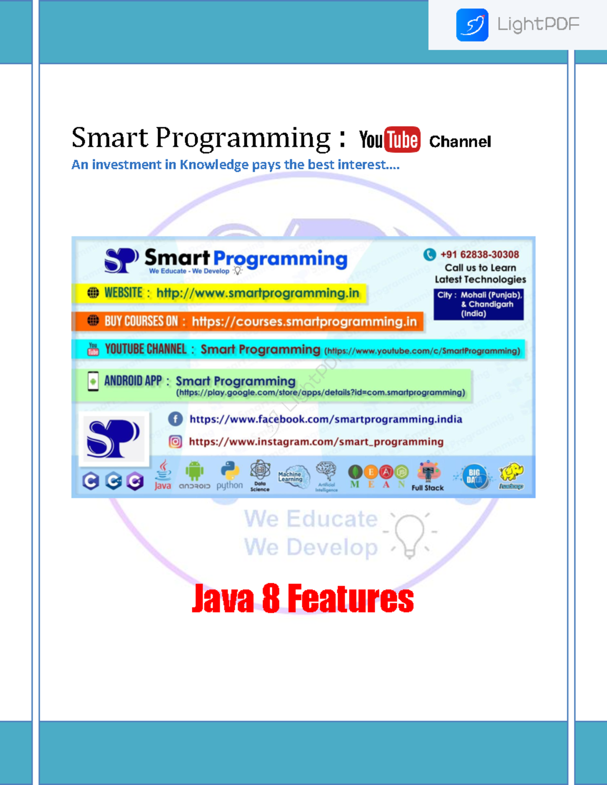 Java-8 Features All - Java Notes - Smart Programming : Channel An ...