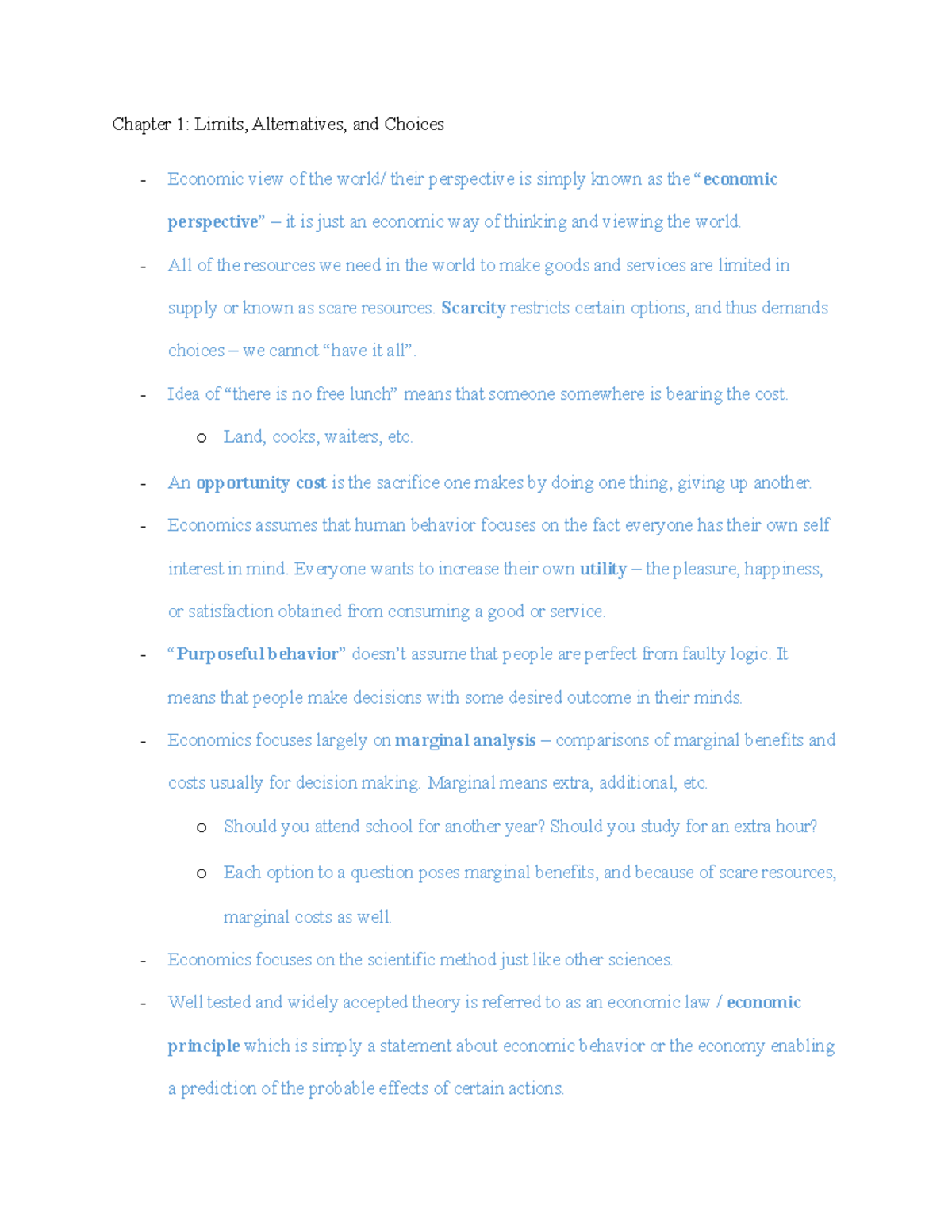 Macroeconomics CH1 Notes - MACROECONOMICS CHAPTER 1: Limits, alternatives,  and choices Economics is - Studocu