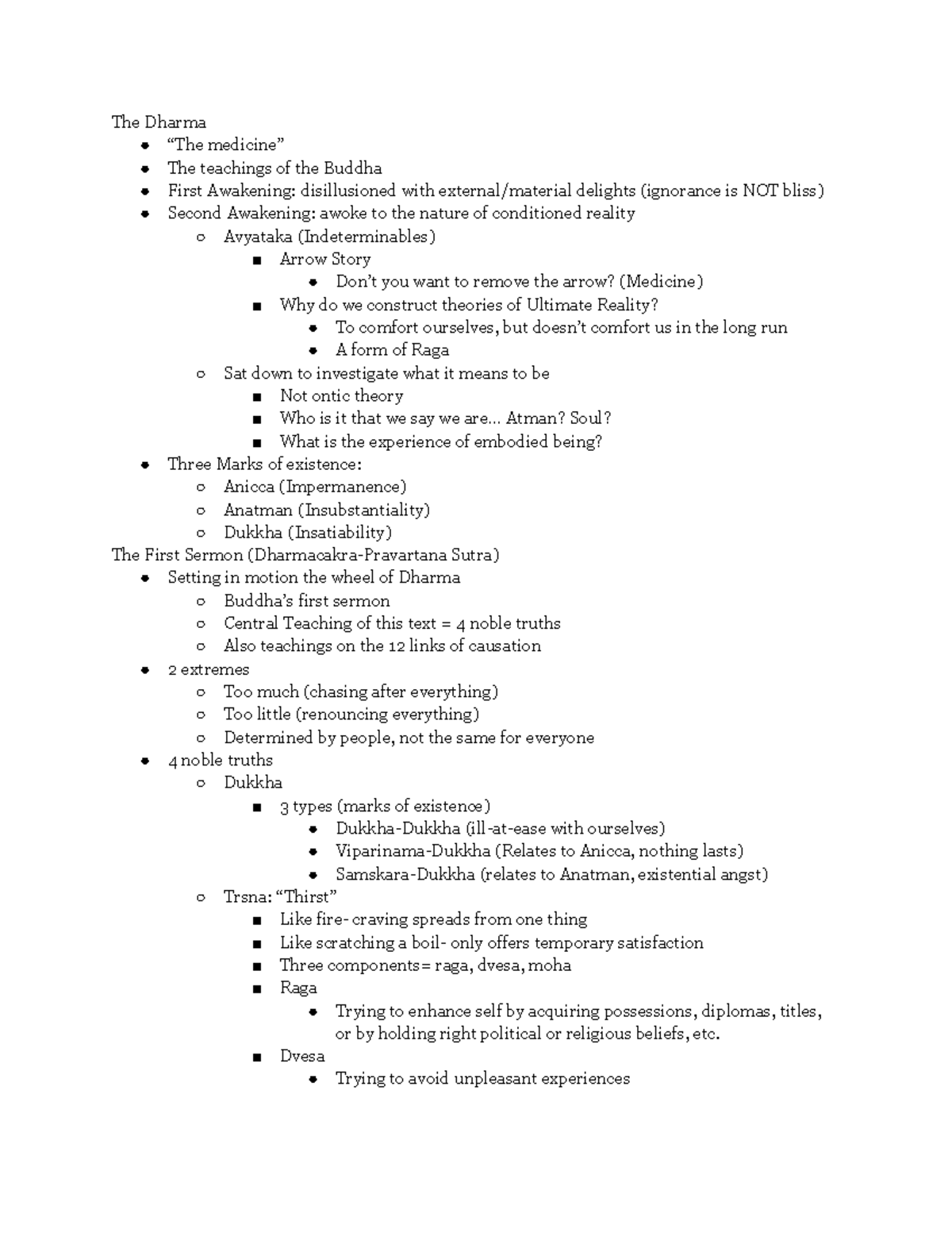 Buddhist Traditions Unit 3 Notes - The Dharma “The medicine” The ...