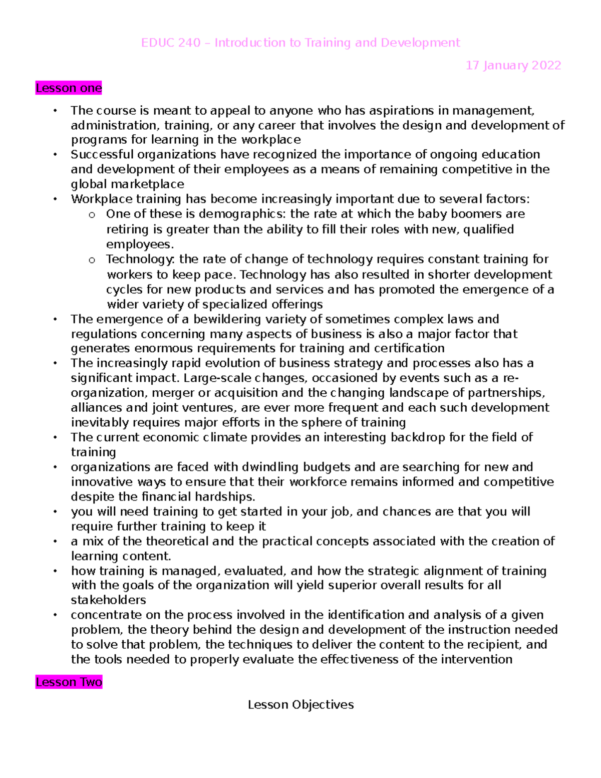 Education 240 - lecture notes on crucial information for class - EDUC ...