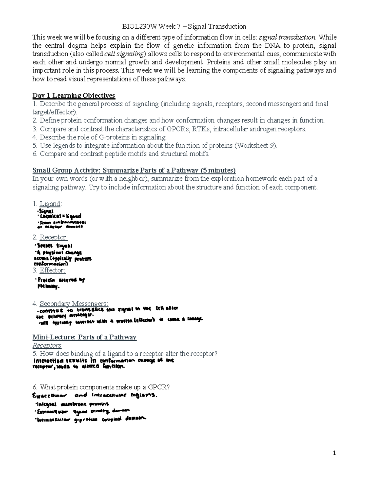 Week 7 Student packet for Bio - This week we will be focusing on a ...
