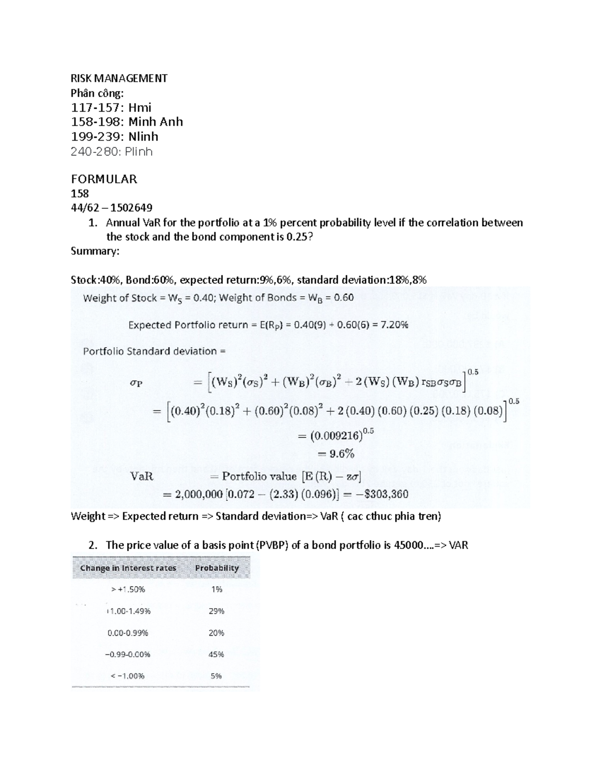 RISK Management midterm review - RISK MANAGEMENT Phân công: 117-157 ...