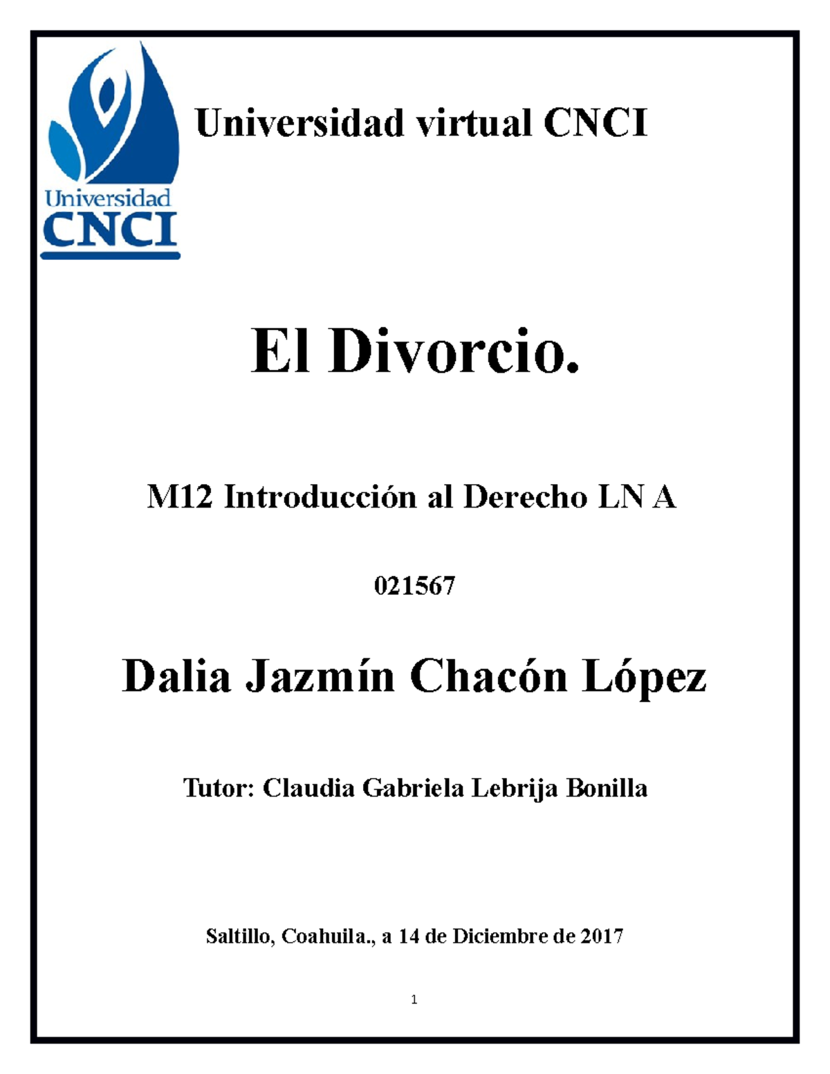 El Divorcio - Actividades Esenciales - Universidad Virtual CNCI El ...