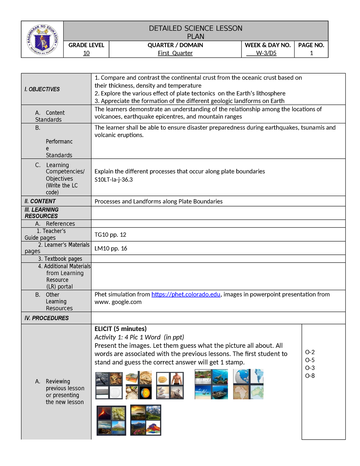 COT1 dll - lenses - PLAN GRADE LEVEL 10 QUARTER / DOMAIN First Quarter ...