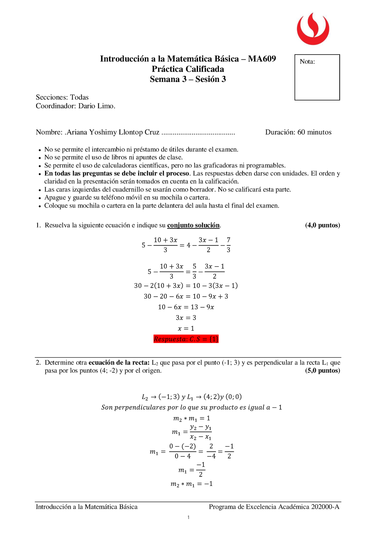 Practica Calificada B(1) - Introducción A La Matemática Básica Programa ...