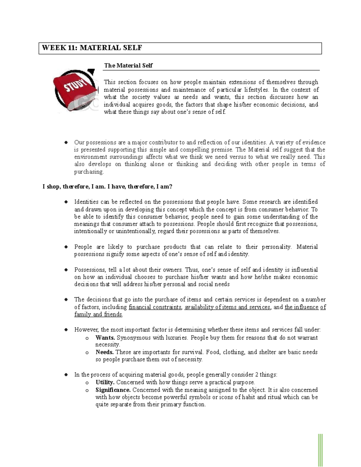 Material SELF Lecture Notes 2 Understanding The Self TIP Studocu