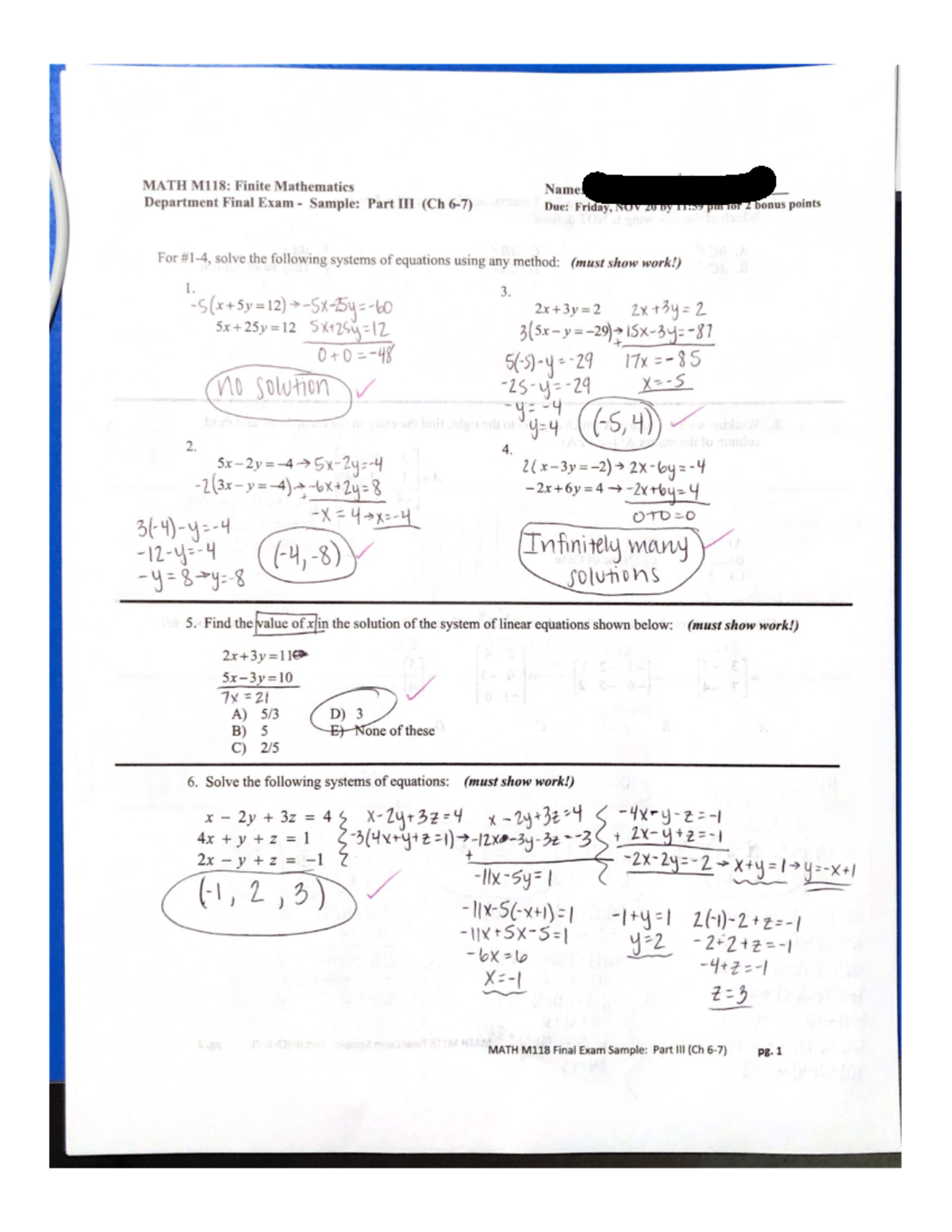 Final Exam Sample Iii Practice Math M 118 Finite Math Iupui Studocu