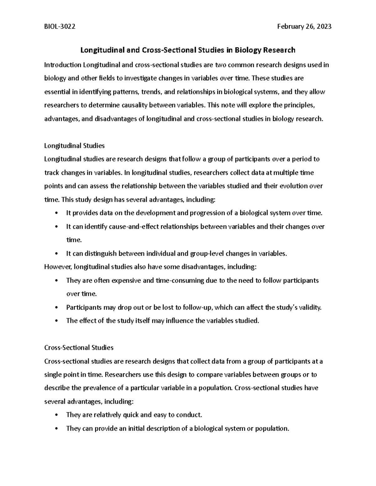 Longitudinal and CrossSectional Studies These studies are essential