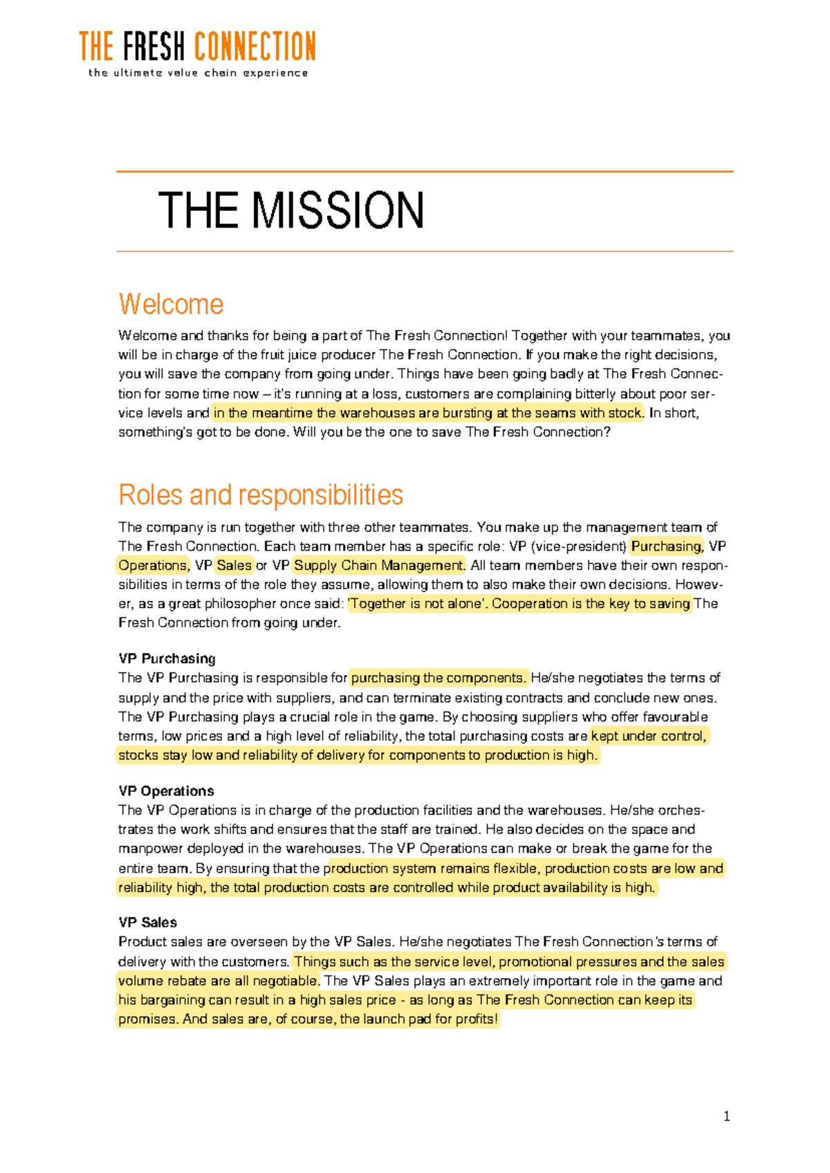 Step 2 - TFC Instruction 0.2 - The mission - 1 THE MISSION Welcome ...
